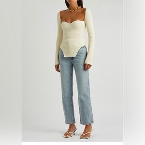 KHAITE Maddy Notched Ribbed Knit Top